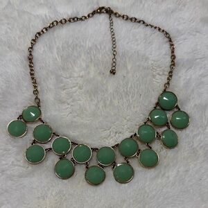 Elegant Green Statement Necklace 9.5 inch long